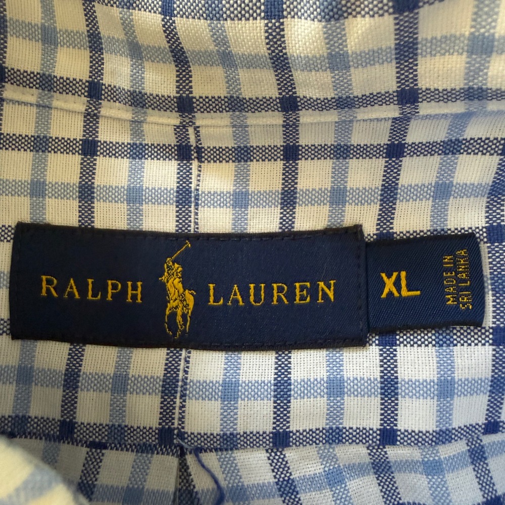 Ralph Lauren Button Down Shirt Mens XL Blue Plaid Long Sleeve Thick Cotton - Picture 5 of 9